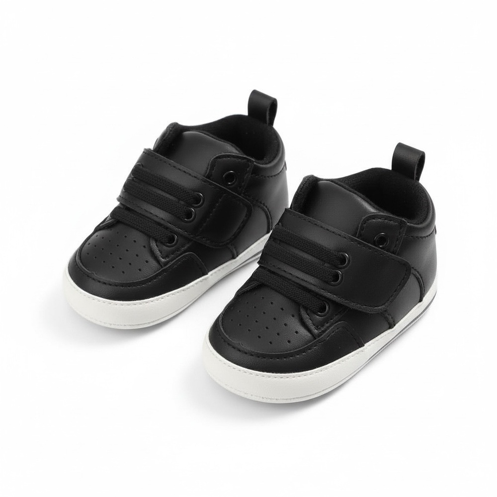 Soft Sole Infant Sneakers - Black & White Baby Size 4